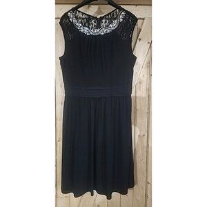 Gorgeous Ellen Tracy Little Black Dress Sz 14 Sleeveless Flowy Flirty Rhinestone